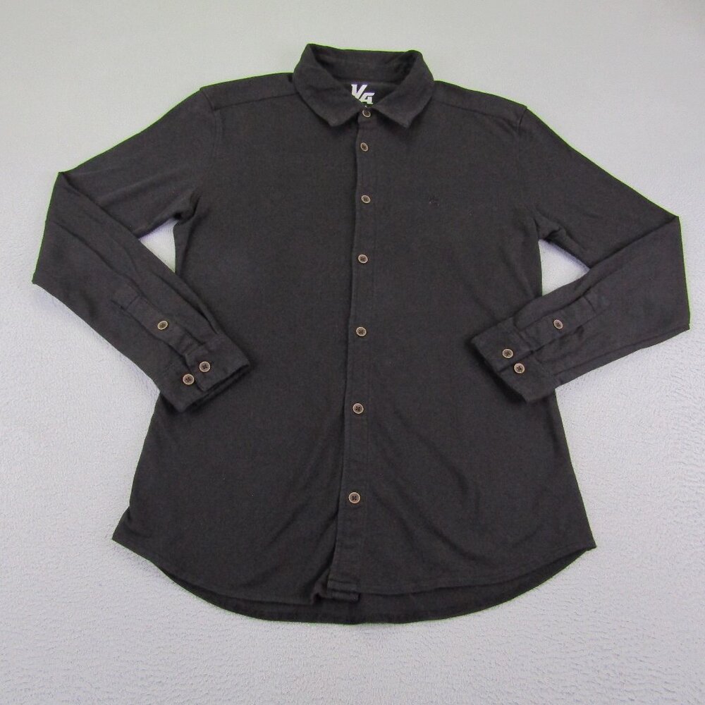 YoungLA Shirt Mens Small Black Button Up Long Sleeve Casual Lightweight Collar